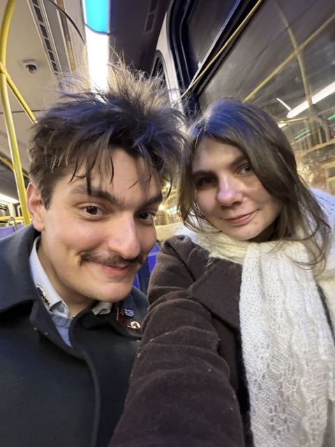 Samuel and Samantha on a train
